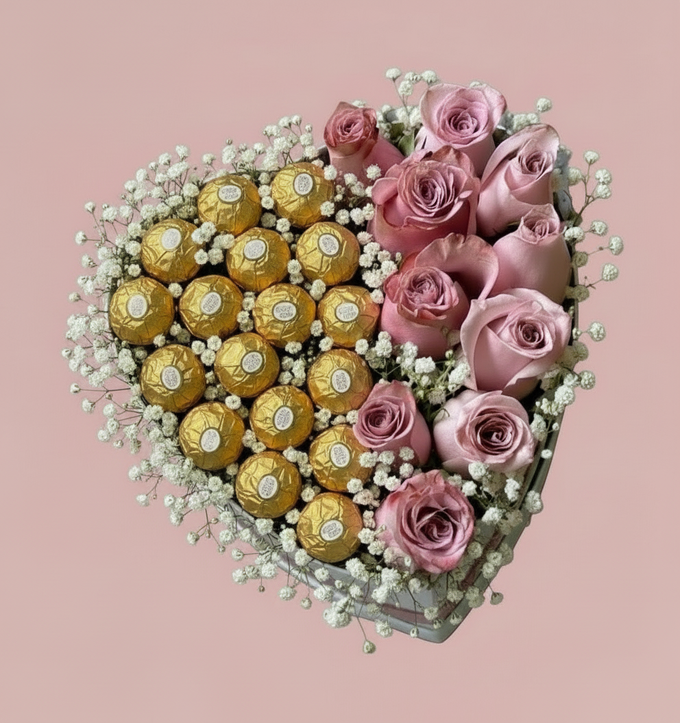 Chocolates & Rosie Kisses Heart Box