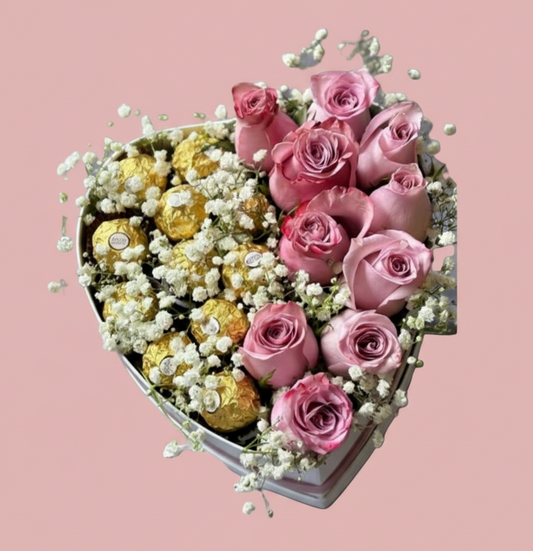 Chocolates & Rosie Kisses Heart Box